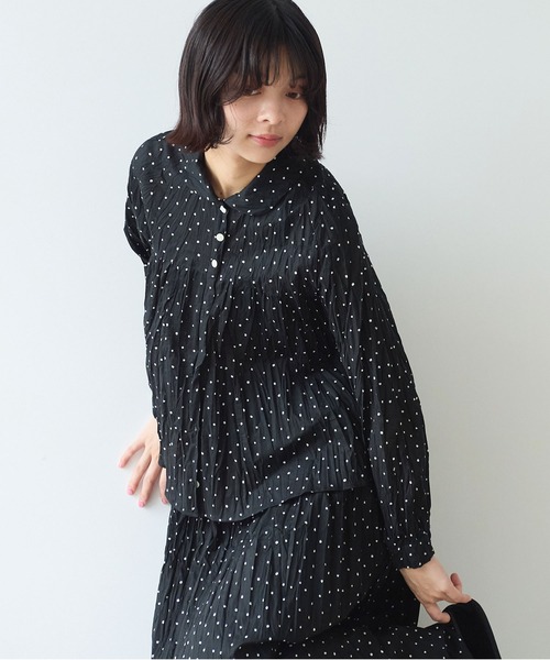 bulle de savon（ビュルデサボン）の「●しわしわdot print 丸衿 ブラウス（シャツ/ブラウス・レディース・ブラック・FREE）」の11枚目の写真