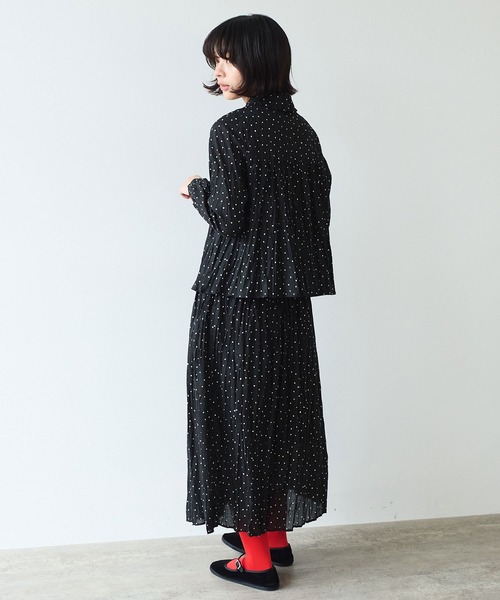bulle de savon（ビュルデサボン）の「●しわしわdot print 丸衿 ブラウス（シャツ/ブラウス・レディース・ブラック・FREE）」の12枚目の写真