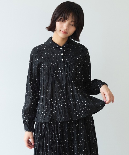 △《early spring》しわしわdot print 丸衿 ブラウス（シャツ/ブラウス