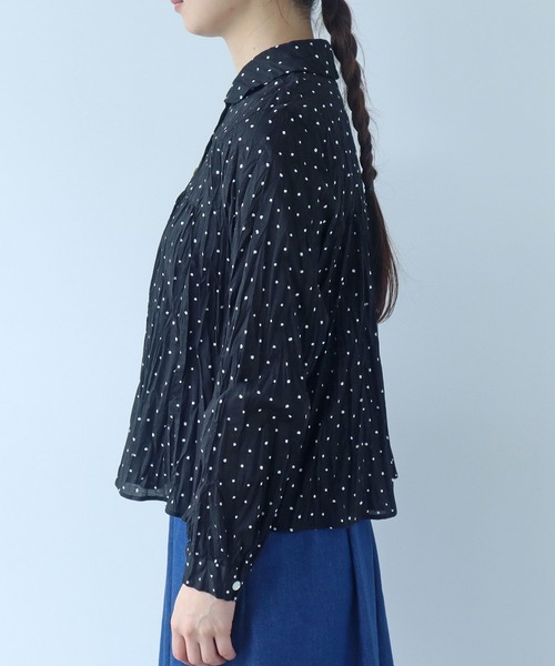bulle de savon（ビュルデサボン）の「●しわしわdot print 丸衿 ブラウス（シャツ/ブラウス・レディース・ブラック・FREE）」の16枚目の写真
