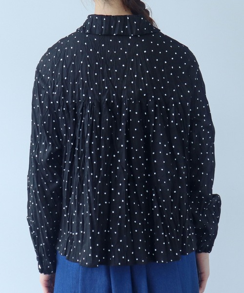 bulle de savon（ビュルデサボン）の「●しわしわdot print 丸衿 ブラウス（シャツ/ブラウス・レディース・ブラック・FREE）」の17枚目の写真