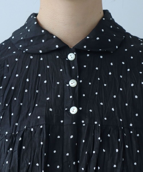bulle de savon（ビュルデサボン）の「●しわしわdot print 丸衿 ブラウス（シャツ/ブラウス・レディース・ブラック・FREE）」の19枚目の写真