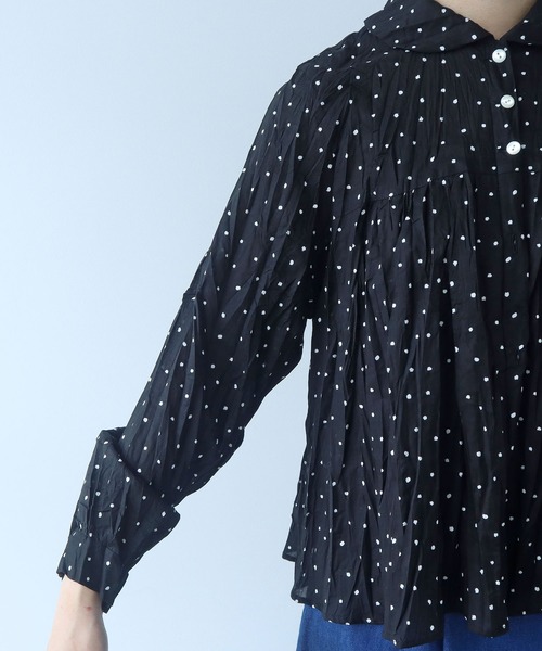 bulle de savon（ビュルデサボン）の「●しわしわdot print 丸衿 ブラウス（シャツ/ブラウス・レディース・ブラック・FREE）」の20枚目の写真