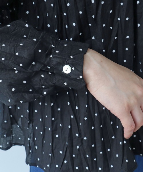 bulle de savon（ビュルデサボン）の「●しわしわdot print 丸衿 ブラウス（シャツ/ブラウス・レディース・ブラック・FREE）」の21枚目の写真