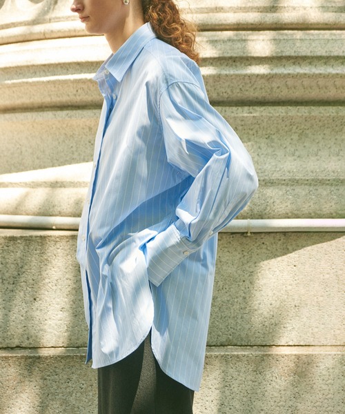 ADAM ET ROPE'(アダムエロペ)の「【EMOELLE】オーバーサイズシャツ(シャツ/ブラウス・レディース・ホワイト系その他2/サックスブルー・FREE)」の18枚目の写真