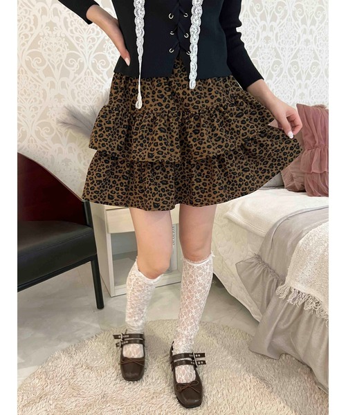 PHILLY（フィリー）の「レオパードミニティアードスカート（スカート・レディース・ブラウン/ベージュ・FREE）」の4枚目の写真