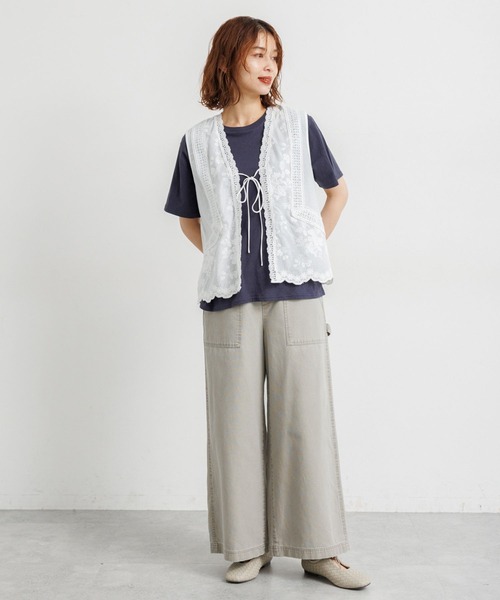 studio CLIP（スタディオクリップ）の「刺繍レースジレ（ベスト・レディース・ブラック/オフホワイト・FREE）」の7枚目の写真