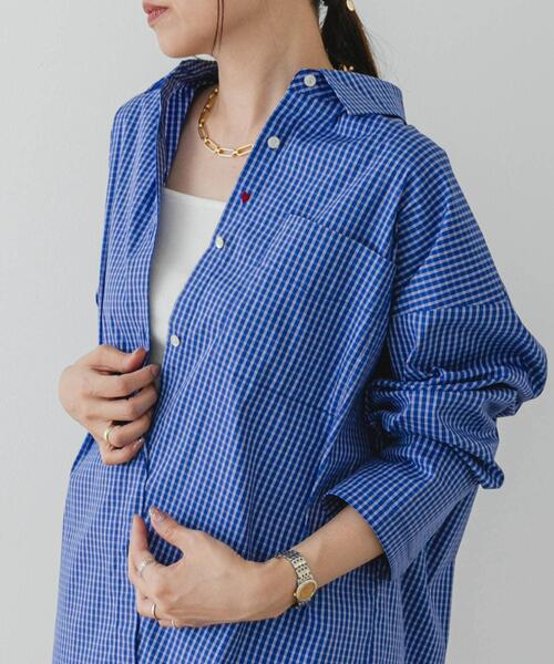 F by ROSSO（エフバイロッソ）の「F by ROSSO　イージーケアオーバーシャツ（シャツ/ブラウス・レディース・ブルー/オフホワイト/ブルー系その他/ピンク・FREE）」の9枚目の写真