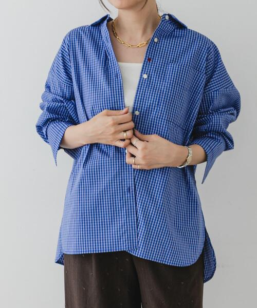 F by ROSSO（エフバイロッソ）の「F by ROSSO　イージーケアオーバーシャツ（シャツ/ブラウス・レディース・ブルー/オフホワイト/ブルー系その他/ピンク・FREE）」の10枚目の写真