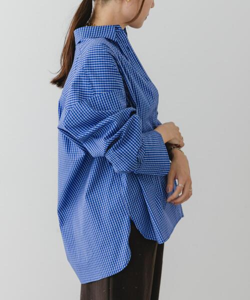 F by ROSSO（エフバイロッソ）の「F by ROSSO　イージーケアオーバーシャツ（シャツ/ブラウス・レディース・ブルー/オフホワイト/ブルー系その他/ピンク・FREE）」の12枚目の写真