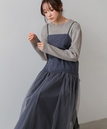 【選べるサイズ展開】レイヤード風チュールキャミワンピース