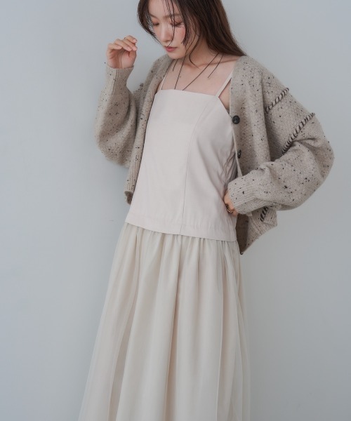Bab(バブ)の「【選べるサイズ展開】レイヤード風チュールキャミワンピース(ワンピース・レディース・ブラウン/アイボリー/チャコールグレー・S/M)」の1枚目の写真