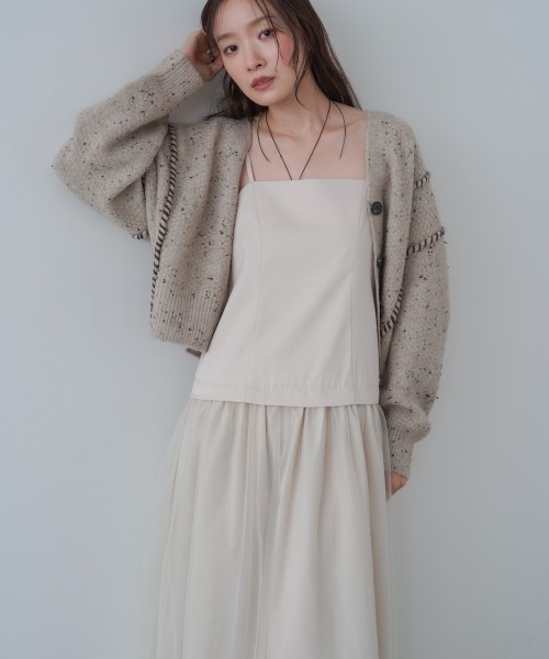 Bab(バブ)の「【選べるサイズ展開】レイヤード風チュールキャミワンピース(ワンピース・レディース・ブラウン/アイボリー/チャコールグレー・S/M)」の4枚目の写真