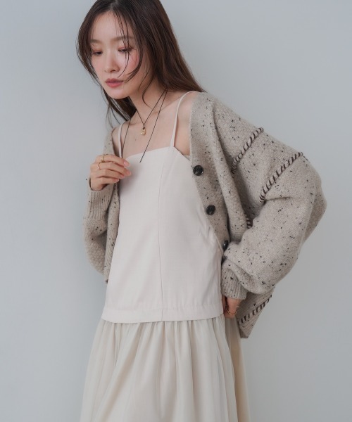 Bab(バブ)の「【選べるサイズ展開】レイヤード風チュールキャミワンピース(ワンピース・レディース・ブラウン/アイボリー/チャコールグレー・S/M)」の6枚目の写真
