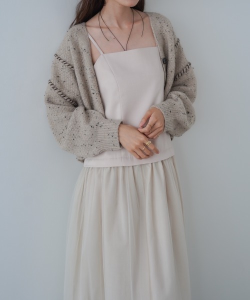 Bab(バブ)の「【選べるサイズ展開】レイヤード風チュールキャミワンピース(ワンピース・レディース・ブラウン/アイボリー/チャコールグレー・S/M)」の8枚目の写真