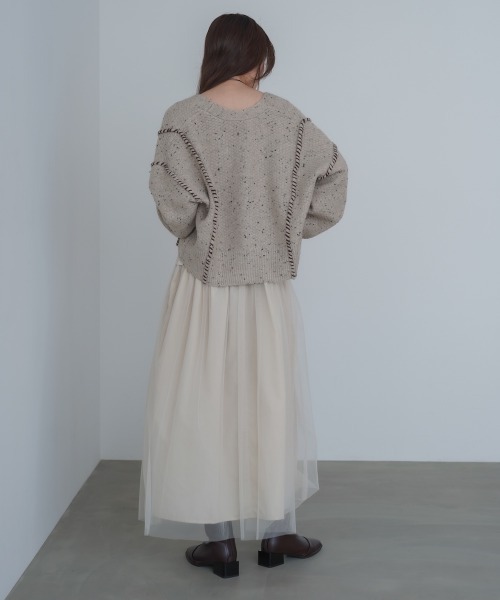 Bab(バブ)の「【選べるサイズ展開】レイヤード風チュールキャミワンピース(ワンピース・レディース・ブラウン/アイボリー/チャコールグレー・S/M)」の11枚目の写真