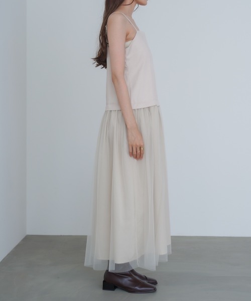 Bab(バブ)の「【選べるサイズ展開】レイヤード風チュールキャミワンピース(ワンピース・レディース・ブラウン/アイボリー/チャコールグレー・S/M)」の18枚目の写真
