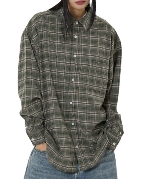 OY(オーワイ)の「『OY/オーワイ』HEAVY CHECK SHIRT/ヘビー チェックシャツ(シャツ/ブラウス・レディース・ブラック/グレー・M/L)」の2枚目の写真