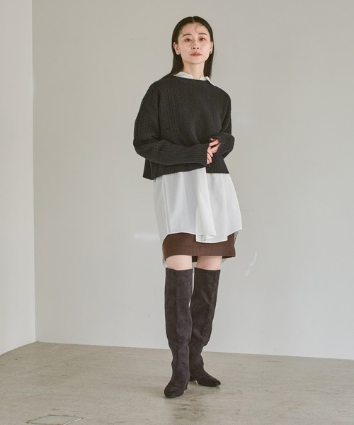 A part by(アパートバイ)の「カシープミニスカート(スカート・レディース・ブラウン/グレー・SMALL/MEDIUM)」の15枚目の写真