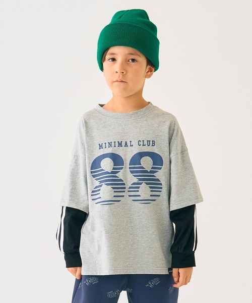 minimal（ミニマル）の「【防汚加工】ナンバリングレイヤードロンT（Tシャツ/カットソー・キッズ・オフホワイト/トップグレー/ブラック・100cm/110cm/90cm/120cm/130cm/140cm）」の3枚目の写真