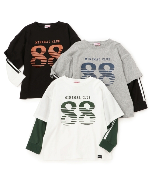 minimal（ミニマル）の「【防汚加工】ナンバリングレイヤードロンT（Tシャツ/カットソー・キッズ・オフホワイト/トップグレー/ブラック・100cm/110cm/90cm/120cm/130cm/140cm）」の12枚目の写真