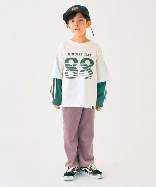 minimal（ミニマル）の「【防汚加工】ナンバリングレイヤードロンT（Tシャツ/カットソー・キッズ・オフホワイト/トップグレー/ブラック・100cm/110cm/90cm/120cm/130cm/140cm）」の13枚目の写真