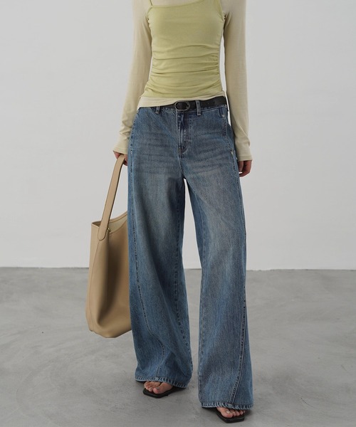 EIGHTHMONTH（エイスマンス）の「リベットワイドジーンズ EM25a058【EIGHTHMONTH】（デニムパンツ・レディース・ブルー・S/M/L）」の2枚目の写真