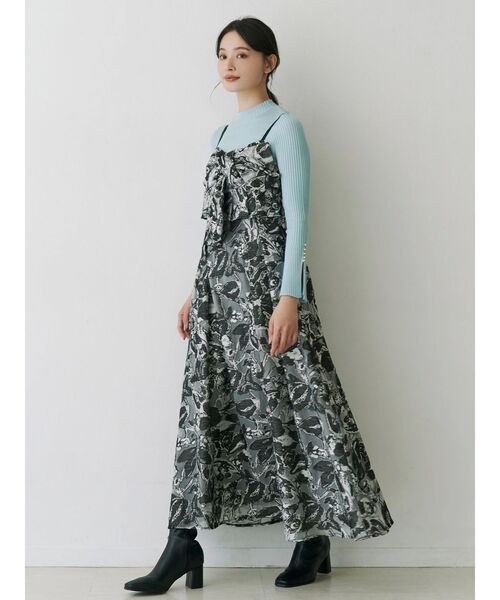 MERCURYDUO（マーキュリーデュオ）の「ジャカードバックレースアップキャミワンピース（ワンピース・レディース・ブルー/ブラック・MEDIUM/SMALL）」の3枚目の写真