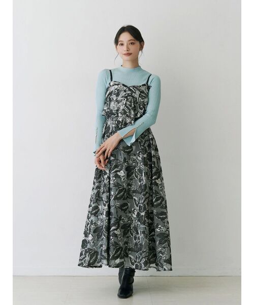 MERCURYDUO（マーキュリーデュオ）の「ジャカードバックレースアップキャミワンピース（ワンピース・レディース・ブルー/ブラック・MEDIUM/SMALL）」の5枚目の写真