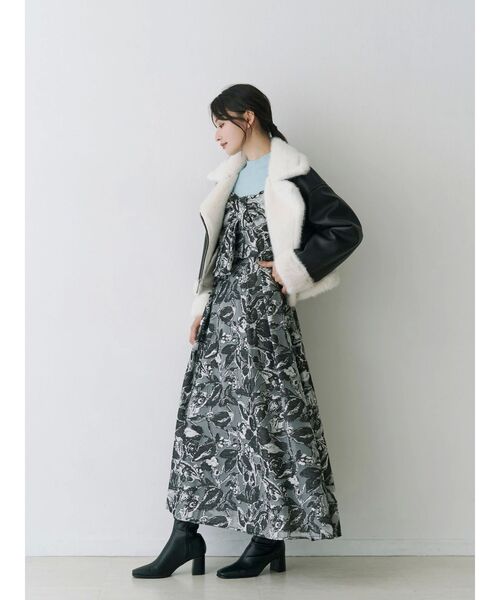 MERCURYDUO（マーキュリーデュオ）の「ジャカードバックレースアップキャミワンピース（ワンピース・レディース・ブルー/ブラック・MEDIUM/SMALL）」の9枚目の写真