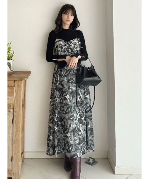 MERCURYDUO（マーキュリーデュオ）の「ジャカードバックレースアップキャミワンピース（ワンピース・レディース・ブルー/ブラック・MEDIUM/SMALL）」の10枚目の写真