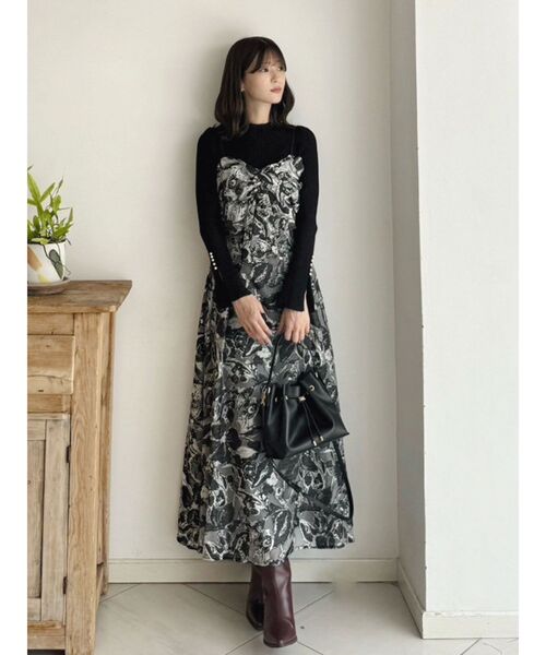 MERCURYDUO（マーキュリーデュオ）の「ジャカードバックレースアップキャミワンピース（ワンピース・レディース・ブルー/ブラック・MEDIUM/SMALL）」の11枚目の写真