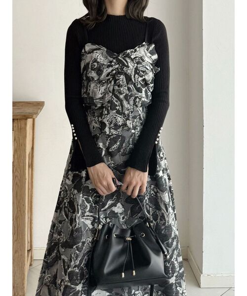 MERCURYDUO（マーキュリーデュオ）の「ジャカードバックレースアップキャミワンピース（ワンピース・レディース・ブルー/ブラック・MEDIUM/SMALL）」の13枚目の写真