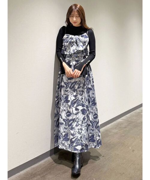 MERCURYDUO（マーキュリーデュオ）の「ジャカードバックレースアップキャミワンピース（ワンピース・レディース・ブルー/ブラック・MEDIUM/SMALL）」の18枚目の写真