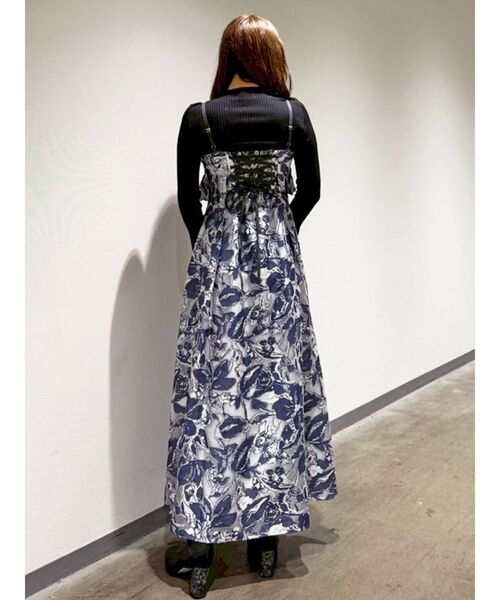 MERCURYDUO（マーキュリーデュオ）の「ジャカードバックレースアップキャミワンピース（ワンピース・レディース・ブルー/ブラック・MEDIUM/SMALL）」の19枚目の写真