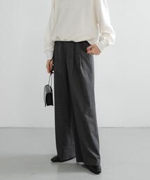 ウールブレンドワイドストレートパンツ
