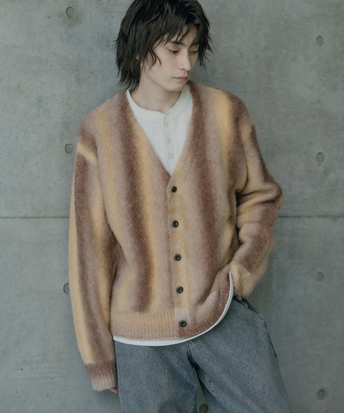 RATTLE TRAP(ラトルトラップ)の「グラデーションストライプカーディガン(ニット/セーター・メンズ・グレー/ブラウン・M/L)」の2枚目の写真