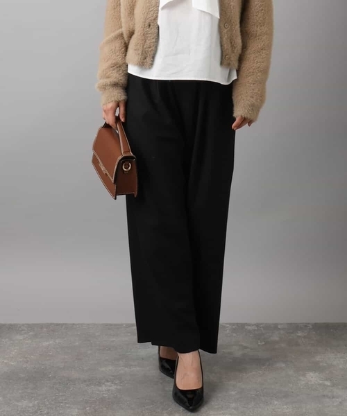 MK MICHEL KLEIN(エムケーミッシェルクラン)の「裏起毛ワイドストレートプルオンパンツ/洗える(その他パンツ・レディース・グレー/ブラック・38)」の2枚目の写真