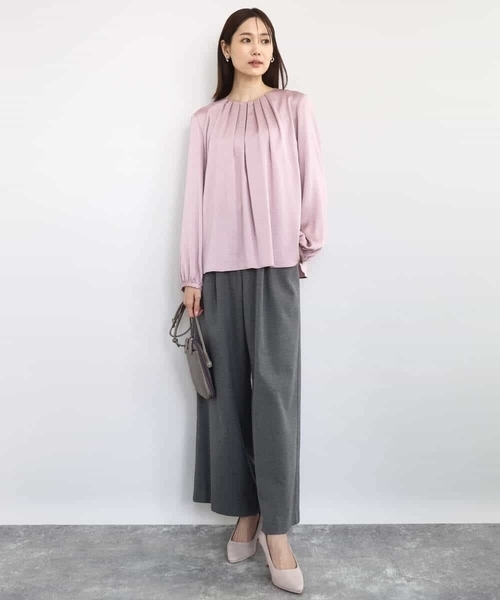 MK MICHEL KLEIN(エムケーミッシェルクラン)の「裏起毛ワイドストレートプルオンパンツ/洗える(その他パンツ・レディース・グレー/ブラック・38)」の3枚目の写真