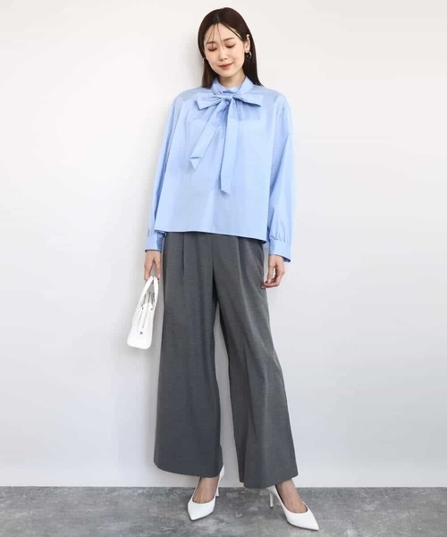 MK MICHEL KLEIN(エムケーミッシェルクラン)の「裏起毛ワイドストレートプルオンパンツ/洗える(その他パンツ・レディース・グレー/ブラック・38)」の6枚目の写真