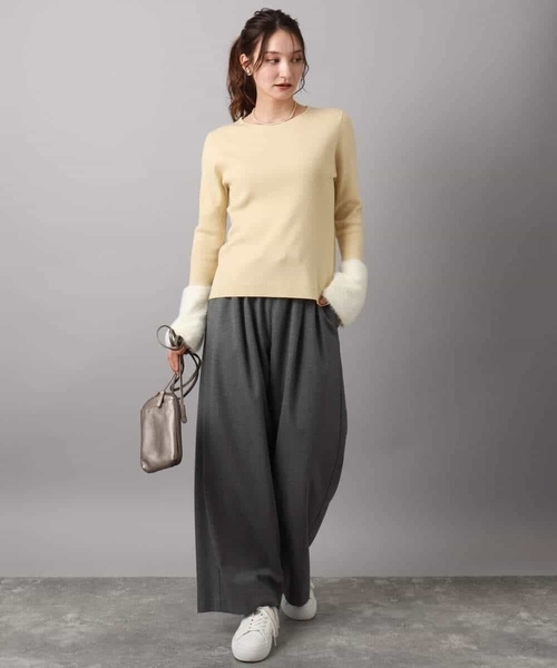 MK MICHEL KLEIN(エムケーミッシェルクラン)の「裏起毛ワイドストレートプルオンパンツ/洗える(その他パンツ・レディース・グレー/ブラック・38)」の5枚目の写真