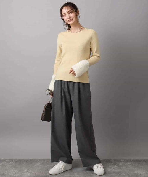 MK MICHEL KLEIN(エムケーミッシェルクラン)の「裏起毛ワイドストレートプルオンパンツ/洗える(その他パンツ・レディース・グレー/ブラック・38)」の8枚目の写真