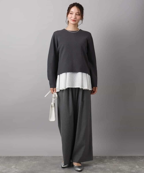 MK MICHEL KLEIN(エムケーミッシェルクラン)の「裏起毛ワイドストレートプルオンパンツ/洗える(その他パンツ・レディース・グレー/ブラック・38)」の16枚目の写真