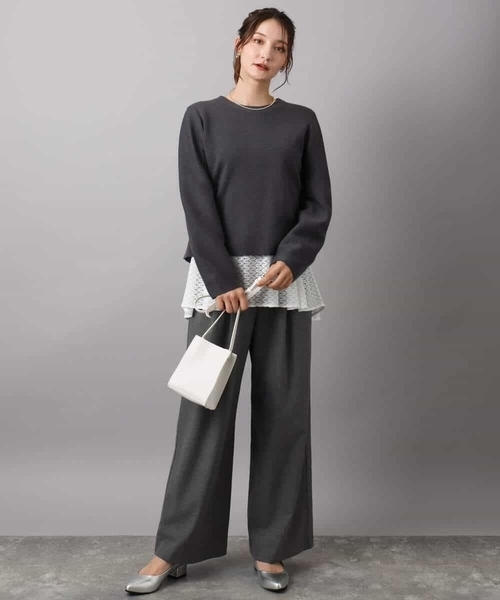 MK MICHEL KLEIN(エムケーミッシェルクラン)の「裏起毛ワイドストレートプルオンパンツ/洗える(その他パンツ・レディース・グレー/ブラック・38)」の17枚目の写真