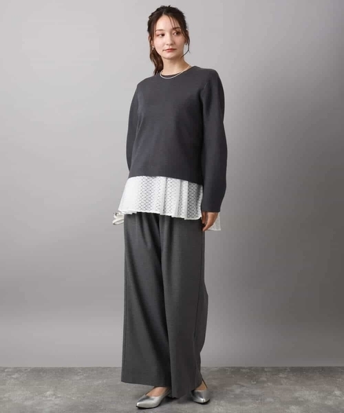 MK MICHEL KLEIN(エムケーミッシェルクラン)の「裏起毛ワイドストレートプルオンパンツ/洗える(その他パンツ・レディース・グレー/ブラック・38)」の10枚目の写真