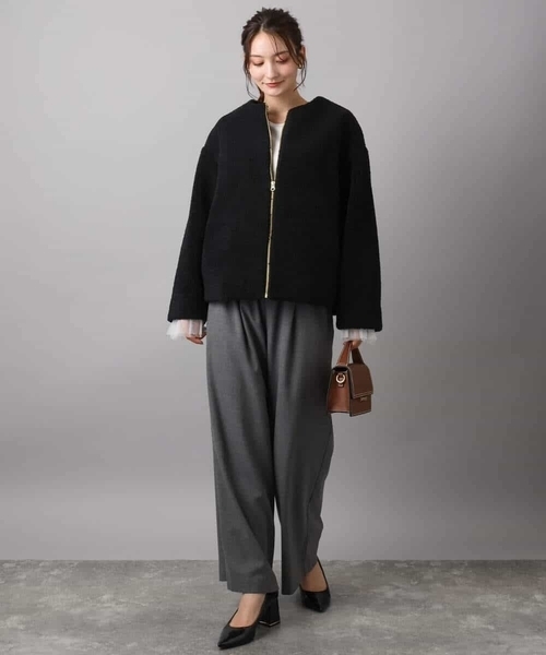 MK MICHEL KLEIN(エムケーミッシェルクラン)の「裏起毛ワイドストレートプルオンパンツ/洗える(その他パンツ・レディース・グレー/ブラック・38)」の13枚目の写真