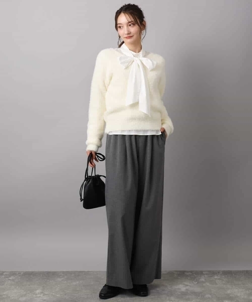 MK MICHEL KLEIN(エムケーミッシェルクラン)の「裏起毛ワイドストレートプルオンパンツ/洗える(その他パンツ・レディース・グレー/ブラック・38)」の19枚目の写真