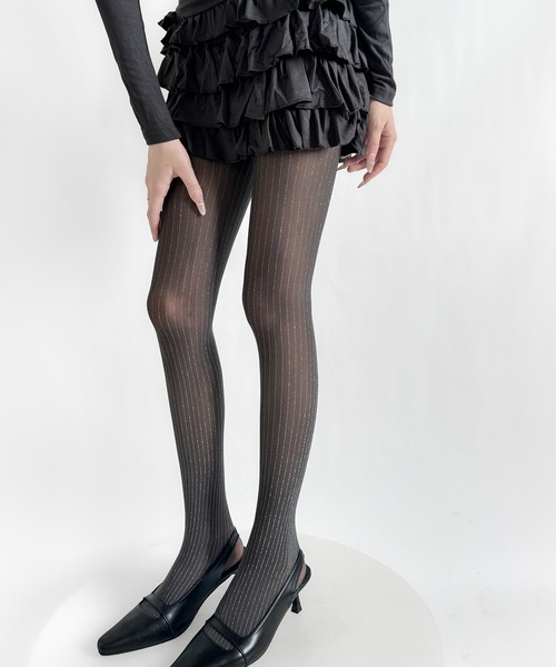 セール】ストライプラメタイツ/ストッキング（タイツ/ストッキング