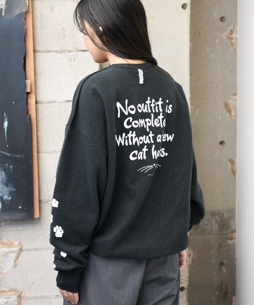JERZEES(ジャージーズ)の「JERZEES / ジャージーズ "CAT HAIRS" OTHER-SIDE CREWSWEAT キャットヘアー インサイドアウト クルーネックスウェット(スウェット・メンズ・ブラック/ホワイト・MEDIUM/LARGE/X-LARGE)」の4枚目の写真