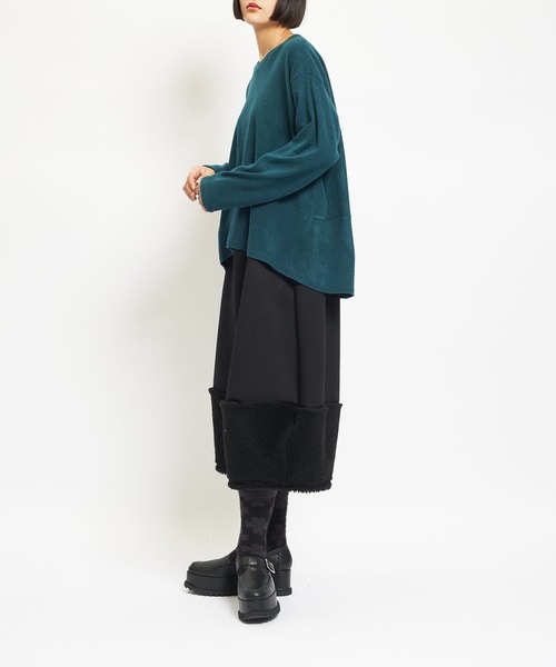 gomme（ゴム）の「ウォームリッチ　Ｂバルーン長袖Ｔ（Tシャツ/カットソー・レディース・チャコールグレー/ブラック/グリーン・MEDIUM）」の7枚目の写真